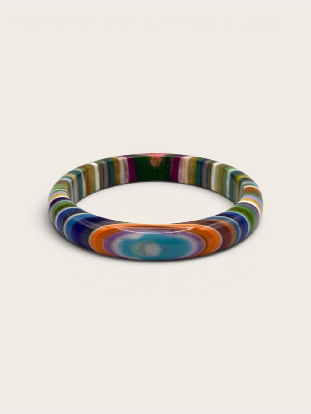 Carlos Sobral Multicolor Striped Resin ‘Pop Art’ Bangle Bracelet – Signed 8″
